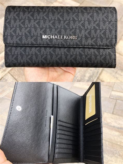 michael kors signature jet set large travel slim wallet|Michael Kors small zip wallet.